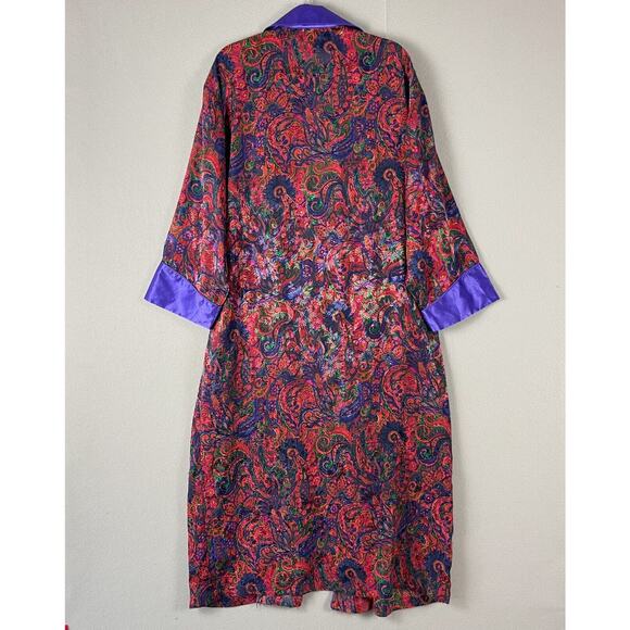 VTG Victorias Secret Satin Paisley Robe Women M/L Semi-Sheer Whimsigoth Fairy - Picture 14 of 16
